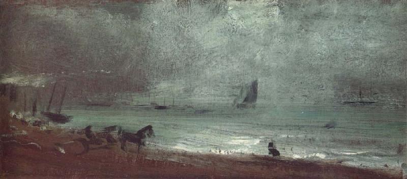 John Constable Bright Beach with Shipping and a gig to june 1824